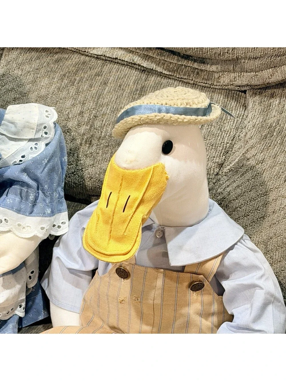 Vintage 20” Handmade Fabric Country Geese Set ~ Grandma Core 💙 Goose Decoration
